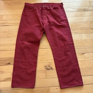 Levi's 501xx Jeans Mens 40x30 Red Raw Dyed Straight Leg Stiff Denim Button Fly